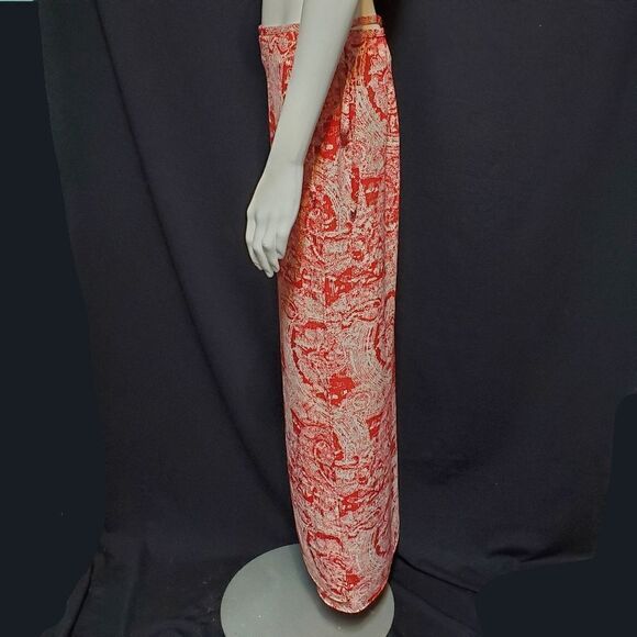 Rue 21 Red & Cream Patterned Wrap Maxi Skirt (M) - Picture 3 of 5